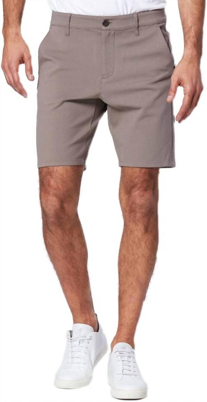 NEW PAIGE rickson transcend knit tech trouser tailored short in dark taupe